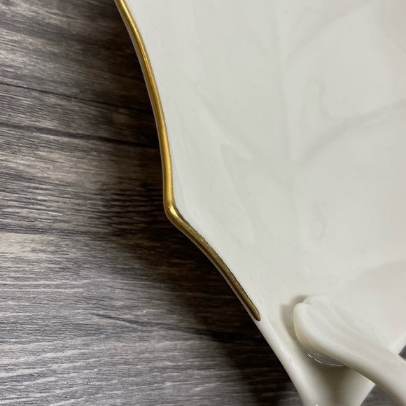 Lenox Special Leaf Dish – Ivory Porcelain with 22k‎ Gold Trim – Vintage USA - Picture 2 of 7